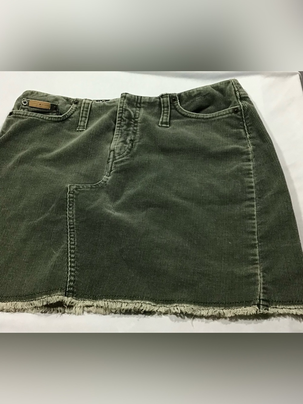 Vtg Y2K Tommy Jeans Forest Olive Green Corduroy Skirt Women’s Sz 5 2003